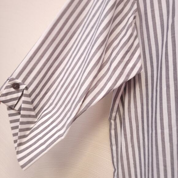 BonWorth Button Down Shirt Size M Gray White Womens Top Button-up Collar - Picture 4 of 5